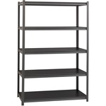 Lorell Iron Horse 3200 lb Capacity Riveted Shelving - 5 Shelf(ves) - 72" Height x 48" Width x 18" Depth - 28% Recycled - Black - Steel, Laminate - 1 Each LLR59702