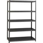Lorell Iron Horse 3200 lb Capacity Riveted Shelving - 5 Shelf(ves) - 72" Height x 48" Width x 24" Depth - 28% Recycled - Black - Steel, Laminate - 1 Each LLR59703