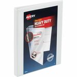 Avery&reg; Heavy-Duty View 3 Ring Binders, 1/2" Slant Rings, 1 White Binder (79767) - 1/2" Binder Capacity - Letter - 8 1/2" x 11" Sheet Size - 135 Sheet Capacity - 135 Ring - Fastener: Slant Ring - Pocket: 4, Internal - Polypropylene - White - Adhesive,  AVE79767