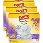 Glad ForceFlex Tall Kitchen Drawstring Trash Bags - Gain Lavender with Febreze Freshness - 13 gal Capacity - 27.36" Length x 24.02" Width x 0.78 mil (20 Micron) Thickness - Drawstring Closure - White - Kitchen, Garbage, Office - 80/Box - 2 / Pallet CLO78902PL