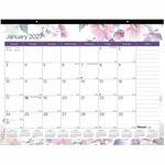 Blueline Passion Floral Desk Pad Calendar - Julian Dates - Monthly - 12 Month - January 2027 to December 2027 - 1 Month Single Page Layout - 22" x 17" Sheet Size - Desk Pad - Floral - Fiber - 1 Each REDC194113
