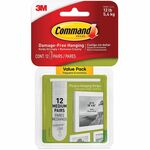Command Medium Picture Value Pack Hanging Strips - 12 lb (5.44 kg) Capacity - Adhesive - Medium - for Pictures, Decoration, Painted Surface, Wood, Tile, Frame - White - 12 / Pack MMM1720412ES