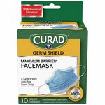 Curad Medical-grade FaceMasks - Recommended for: Healthcare - Fog, Fluid, Bacteria, Pollen, Dust Protection - White - Comfortable, Breathable, Adjustable Nose Guard, Fluid Resistant, Earloop Style Mask - 10 / Box MIICUR812S