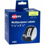 Avery Direct Thermal Roll Labels - 3 1/2" Height x 1 1/8" Width - Permanent Adhesive - Rectangle - Thermal - Bright White - Paper - 350 / Sheet - 350 / Roll - 2 Total Sheets - 700 Total Label(s) - Water Resistant - Permanent Adhesive, Scratch Resista AVE04183