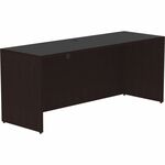 Lorell Essentials Series Credenza Shell - 29.5" Height x 70.9" Width x 23.6" Depth - Finish: Espresso, Silver Brush - Grommet, Adjustable Feet, Durable, Laminated, Cam Lock, Cord Management - 1 Each LLR18212