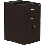 Lorell Essentials Series Box/Box/File Fixed File Cabinet - 28.3" Height x 16" Width x 22" Depth Pedestal - Finish: Espresso, Silver Brush - Durable, Laminated, Built-in Hangrail, File Drawer, Dual Wheel Caster - 1 Each LLR18220