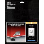 Avery&reg; PermaTrack Destructible Asset Tag Labels - 1.25" Length x 2.75" Width - Rectangular - White - 112 / Pack AVE60537