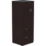 Lorell Essentials Series Tall Storage Cabinet - 65.6" Height x 23.6" Width x 23.6" Depth Cabinet - Total Drawer(s): 2 - 1 Door(s) - 2 Shelve(s) - Material: Laminate, Medium Density Fiberboard (MDF), Particleboard - Finish: Espresso - 1 Each LLR18229