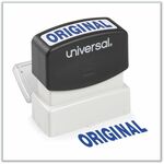 Universal Message Stamp, ORIGINAL, Pre-Inked One-Color, Blue - Message Stamp - ORIGINAL - 1.69" Impression Width - Blue - ABS Plastic - Recycled - 1 Each - TAA Compliant UNV10060