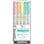 Zebra Pen Mildliner Double Ended Highlighter Assorted Fluorescent 5Pk - Fluorescent Assorted Ink - White Barrel - 5 / Pack ZEB78105