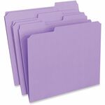 Universal 1/3 Tab Cut Letter Recycled Top Tab File Folder - 8 1/2" x 11" - 1" Expansion - Assorted Tab Position - 11 pt. - Stock - Purple - 10% Recycled - 100 / Box UNV16165