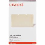 Universal 1/3 Tab Cut Legal Recycled Top Tab File Folder - 8 1/2" x 14" - Assorted Tab Position - 9.5 pt. - Manila Paper - Brown - 10% Recycled - 100 / Box UNV15213