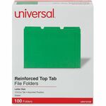 Universal 1/3 Tab Cut Letter Recycled Top Tab File Folder - 8 1/2" x 11" - 1" Expansion - Assorted Tab Position - 11 pt. - Stock - Green - 10% Recycled - 100 / Box UNV16162