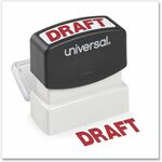 Universal Pre-inked Stamp - Message Stamp - DRAFT - 1.69" Impression Width - Red - ABS Plastic - Recycled - 1 Each - TAA Compliant UNV10049