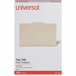 Universal 1/3 Tab Cut Legal Recycled Top Tab File Folder - 8 1/2" x 14" - 3/4" Expansion - Center Tab Position - 11 pt. - Manila Paper - Brown - 10% Recycled - 100 / Box UNV15122