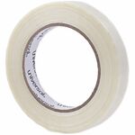 Universal 120# Utility Grade Filament Tape, 3" Core, 18 mm x 54.8 m, Clear - 59.93 yd Length x 0.71" Width x 4.3 mil Thickness - 3" Core - Clear - Synthetic Rubber - Plastic Backing - 1 Roll UNV30018