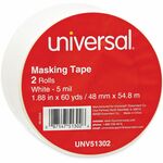 Universal General-Purpose Masking Tape, 3" Core, 48 mm x 54.8 m, Beige, 2/Pack - 59.93 yd Length x 1.89" Width x 5.5 mil Thickness - 3" Core - Beige - Natural Rubber - Crepe Paper Backing - 2 / Pack UNV51302