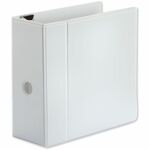 Universal Deluxe Easy-to-Open D-Ring View Binder, 3 Rings, 5" Capacity, 11 x 8.5, White - 5" Binder Capacity - Letter - 8 1/2" x 11" Sheet Size - 1050 Sheet Capacity - 3 Ring - Fastener: Ring - Pocket: 2, Inside Front & Back - Polypropylene - White - Recy UNV30756