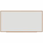 Universal Dry Erase Board - 96" (8 ft) Width x 48" (4 ft) Height - White Melamine Surface - Oak Medium Density Fiber (MDF) Frame - 1 Each UNV43620