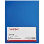 Universal Pocket Folder - 11" x 8 1/2" - 100 Sheets Capacity - 2 Inside Front & Back Pocket - Blue - Laminated - 25 / Pack UNV56419