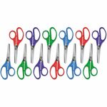Universal Scissors - Child - 1.75" Cutting Length - 5" Overall Length - Straight-left/right - Stainless Steel - Round Tip - Multi - 12 / Box UNV92023