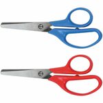 Universal Scissors - Child - 1.75" Cutting Length - 5" Overall Length - Straight-left/right - Stainless Steel - Round Tip - Multi - 2 / Pack UNV92024