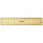 Universal Ruler - 6" Length x 1.4" Width - 1/16 Graduations - Standard, Metric Measuring System - Wood, Metal - 2 / Pack UNV59024