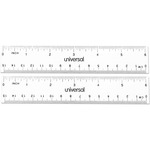 Universal Ruler - 6" Length - 1/16 Graduations - Metric, Standard Measuring System - Plastic - Clear - 2 / Pack UNV59025