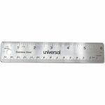 Universal Ruler - 6" Length - 1/16 Graduations - Metric, Standard Measuring System - Stainless Steel, Cork - Clear - 1 Each UNV59026