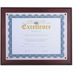 Universal Document Frame - 13.33" x 11" Frame Size - Rectangle - Vertical, Horizontal - Dust Resistant, Debris Resistant - Acrylic - Clear, Mahogany - 1 Each UNV76825