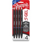Sharpie S-Gel Pens - 0.7 mm Pen Point - Blue Ink - Gel-based - Black Barrel - 4 / Pack SAN2096172