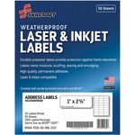 SKILCRAFT&reg; Weatherproof Mailing Labels - 1" Width x 2 5/8" Length - Permanent Adhesive - Rectangle - Laser, Inkjet - White - Polyester, Paper - 30 / Sheet - 1500 / Pack - TAA Compliant NSN6736516