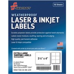 SKILCRAFT&reg; Weatherproof Mailing Labels - 3 21/64" Width x 4" Length - Permanent Adhesive - Rectangle - Laser, Inkjet - White - Polyester - 6 / Sheet - 300 / Pack - TAA Compliant NSN6736217