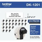 Brother DK Address Label - 1 9/64" Width x 3 1/2" Length - Rectangle - Thermal - White - Paper - 400 / Roll - 24 / Pack BRTDK120124PK