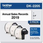 Brother DK Multipurpose Label - 2 2/5" Width - Rectangle - Thermal - Black on White - Paper - 3 / Pack BRTDK22053PK