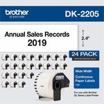 Brother DK Multipurpose Label - 2 2/5" Width - Rectangle - Thermal - Black on White - Paper - 24 / Pack BRTDK220524PK