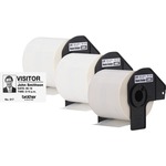 Brother DK Name Badge Label - 3 2/5" Width x 2 19/64" Length - Rectangle - Thermal - White - Paper - 260 / Roll - 3 / Box BRTDK12343PK
