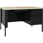 Lorell Fortress Series 48" Right Single-Pedestal Desk - 30" Height x 48" Width x 29.5" Depth, 0.7" Height Modesty Panel, 1.1" Thickness Top - Single Pedestal on Right Side - Square Edge - Material: Steel - Finish: Black - 1 Each LLR66907