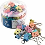 Business Source Smiling Face Binder Clips - Medium - for Paper, Office, Classroom - Sturdy - Assorted - 42 / Tub BSN03159