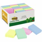 Post-it Greener Notes Value Pack - Beachside Cafe Color Collection - 1 1/2" Flag/Note Width x 2" Flag/Note Length - Rectangle - Positively Pink, Canary Yellow, Fresh Mint, Moonstone - Paper - Self-stick, Removable, Recyclable, Residue-free, Eco-frien MMM65324RPVAD