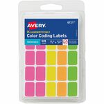 Avery Removable Labels, 1/2" x 3/4" , Neon, 525 Total (6721) - 3/4" Height x 1/2" Width x 3/4" Length - Removable Adhesive - Rectangle - Neon Pink, Neon Yellow, Neon Orange, Neon Green - Paper - 25 / Sheet - 21 Total Sheets - 525 Total Label(s) - Rem AVE06721