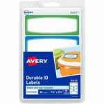 Avery Kids Gear Durable Labels - 3 1/2" Height x 1 1/4" Width - Permanent Adhesive - Rectangle - Laser, Inkjet - Matte - Assorted - Blue, Green Border - Film - 4 / Sheet - 90 Total Sheets - 360 Total Label(s) - Permanent Adhesive, Dishwasher Safe, Mi AVE41413