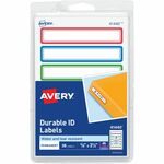 Avery Kids Gear Durable Labels - 5/8" Height x 3 1/2" Width - Permanent Adhesive - Rectangle - Laser, Inkjet - Matte - Assorted - Blue, Red, Green Border - Film - 7 / Sheet - 90 Total Sheets - 630 Total Label(s) - PVC-free, Permanent Adhesive, Dishwa AVE41440