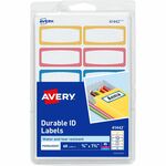 Avery&reg; Kids Gear Durable Labels - 3/4" Height x 3/4" Width x 1 3/4" Length - Permanent Adhesive - Rectangle - Inkjet, Laser - Matte - Matte - Blue, Orange, Yellow Border - Film - Water Resistant - 12 / Sheet - 12 Total Sheets - 60 Total Label(s) - 18  AVE41442