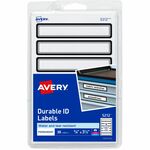 Avery&reg; Durable ID Labels - 5/8" Widthss x 3 1/2" Length - Permanent Adhesive - Rectangle - Matte - White - Blue Border - Film - Water Resistant - 7 / Sheet - 5 Total Sheets - 630 Total Label(s) - 35/Pack - 18 / Carton AVE05212