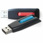 Verbatim 64GB Store 'n' Go V3 USB 3.2 Gen 1 Flash Drive - 2pk - Red, Blue - 64 GB - USB 3.2 (Gen 1) Type A - Blue, Red - Lifetime Warranty - 2 / Pack VER70899