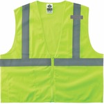 Ergodyne 8210Z Type R Economy Mesh Vest - Recommended for: Utility, Construction, Baggage Handling, Emergency, Warehouse - Extra Small - Zipper Closure - Polyester Mesh, Mesh Fabric - Lime - Reflective, Pocket, Breathable, Lightweight, High Visibility, Ma EGO21051