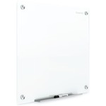 Quartet Infinity Magnetic Glass Dry-Erase Board, White, 48" x 48" - 48" (4 ft) Width x 48" (4 ft) Height - White Tempered Glass Surface - Square - Horizontal/Vertical - Magnetic - Frameless, Accessory Tray, Stain Resistant, Ghost Resistant, Durable, Scrat QRTG24848W