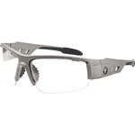 Ergodyne Dagr AF Clear Safety Glasses - Recommended for: Sport, Shooting, Boating, Hunting, Fishing, Skiing, Construction, Landscaping, Carpentry - UVA, UVB, UVC, Debris, Dust, Fog Protection - Clear Lens - Matte Gray Frame - Scratch Resistant, Durable, N EGO52103
