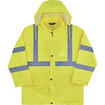 Ergodyne 8366 Lightweight Hi-Vis Rain Jacket - Type R, Class 3 - Recommended for: Construction, Utility, Emergency, Airline Crew, Railway Worker, Survey Crew - Medium - Hook & Loop Wrist - Drawstring Closure Closure - Polyurethane, 150D Oxford Polyester - EGO24333